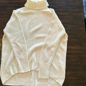 J.Crew Womens  Cotton-Cashmere Relaxed Turtleneck Sweater ivory size small